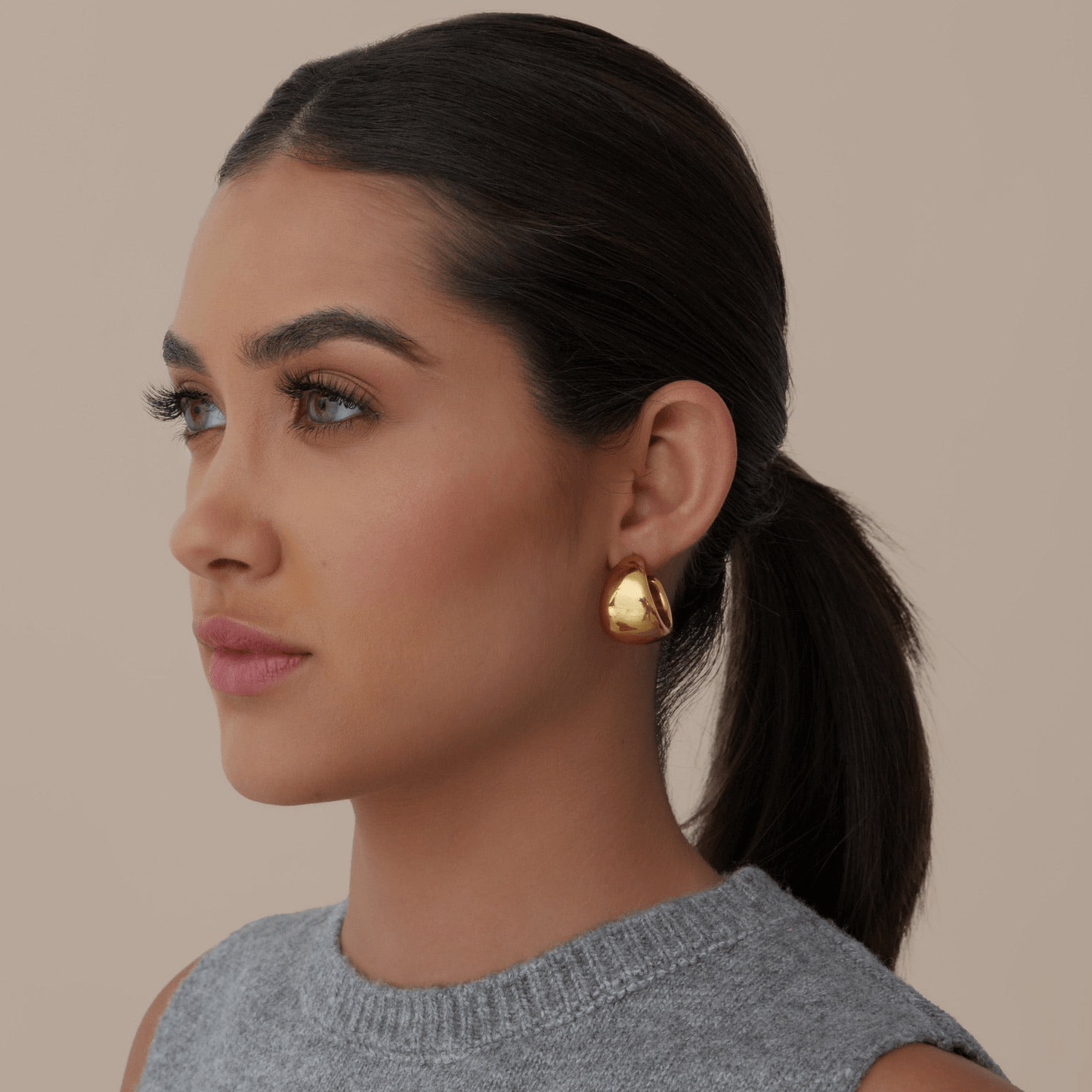 Opal Heart Hoops