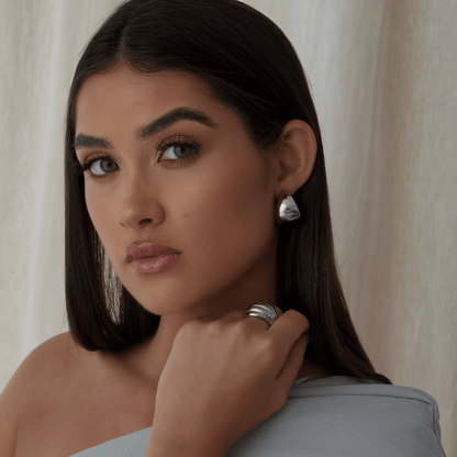 Opal Heart Hoops